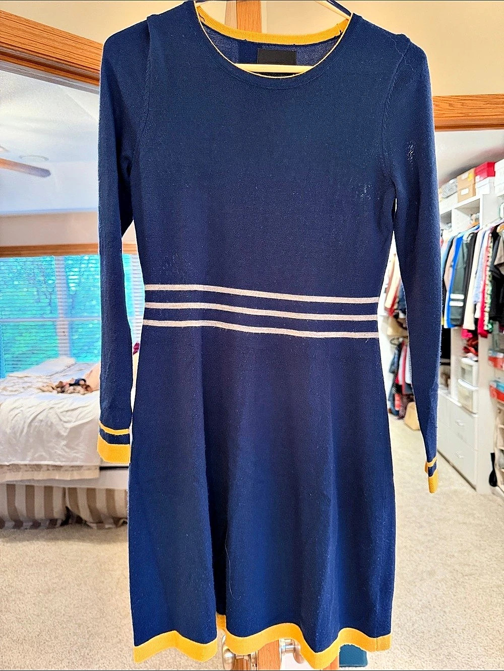 Cynthia Rowley 100% Merino Wool Striped Dress Size Small